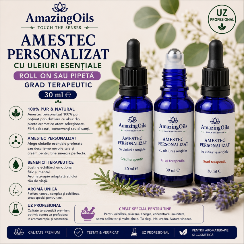 Amestec personalizat  cu uleiuri esentiale -roll_on sau pipeta-grad terapeutic-30 ml
