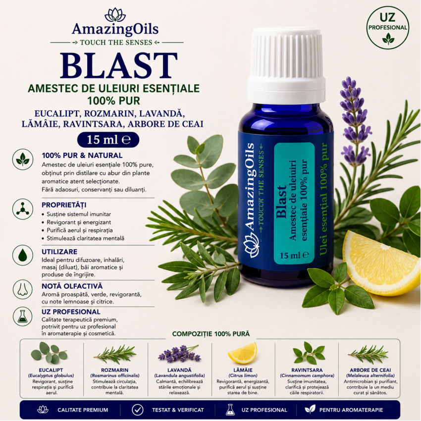 BLAST Amestec de uleiuri esentiale100 % pur -15 ml