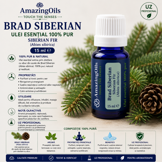 BRAD SIBERIAN-ulei esential100% pur-SIBERIAN FIR (Abies sibirica)-15ml