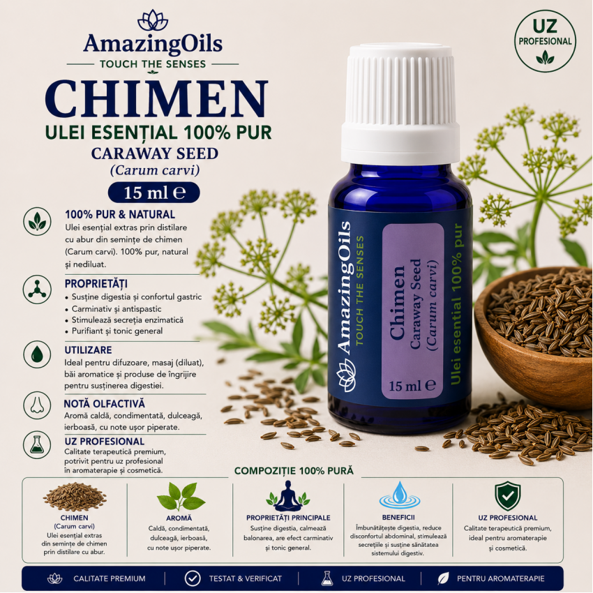 CHIMEN-ulei esential 100%pur-Caraway Seed(Carum carvi) 15 ml