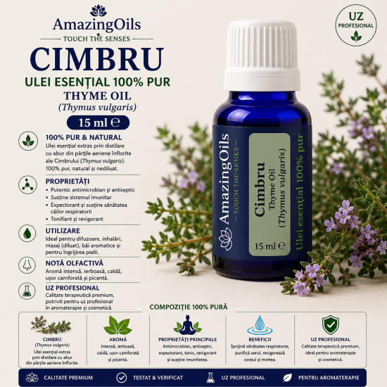 CIMBRU- Ulei esential 100% pur - THYME OIL (Thymus vulgaris) -15ml