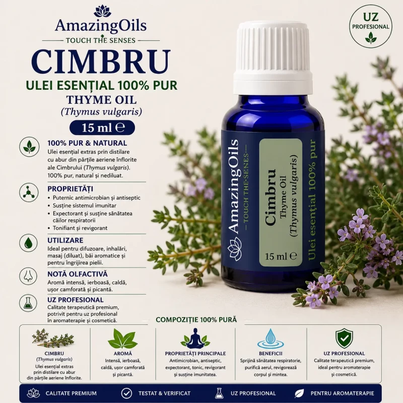 CIMBRU- Ulei esential 100% pur - THYME OIL (Thymus vulgaris) -15ml