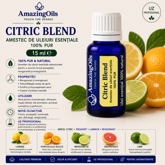  CITRIC BLEND Amestec de uleiuri esentiale 100% PUR  15ml