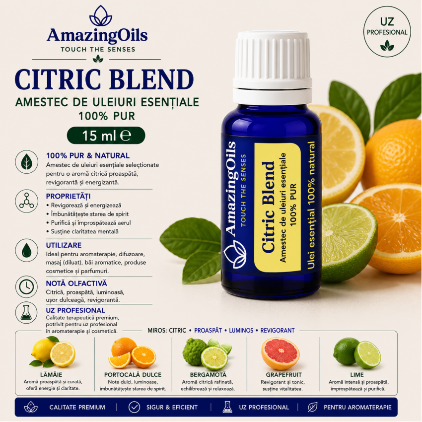  CITRIC BLEND Amestec de uleiuri esentiale 100% PUR  15ml