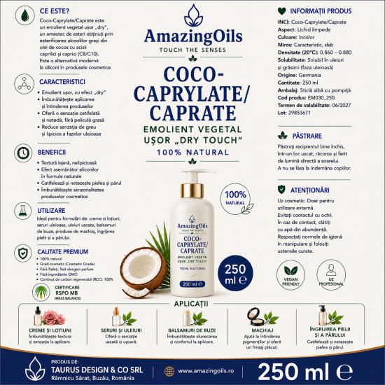 Coco-Caprylate/Caprate, sticla cu pompita-250ml