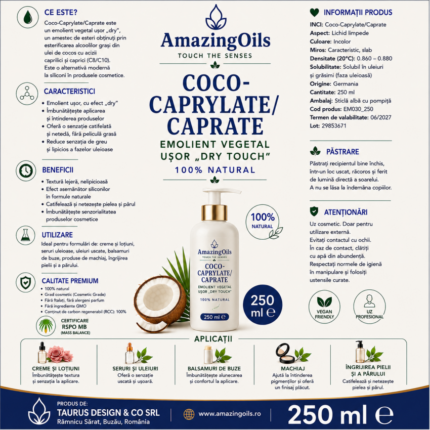 Coco-Caprylate/Caprate, sticla cu pompita-250ml