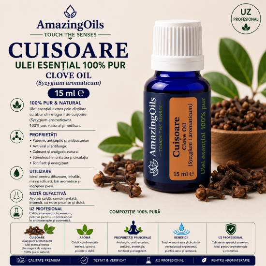 CUISOARE-Ulei esential 100% pur / CLOVE OIL (Syzygium aromaticum)  15 ml 