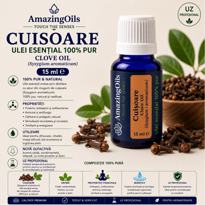 CUISOARE-Ulei esential 100% pur / CLOVE OIL (Syzygium aromaticum)  15 ml 