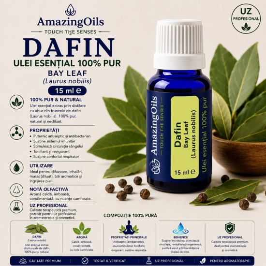 DAFIN- ulei esential 100%pur-BAY LEAF(Laurus nobilis)-15ml