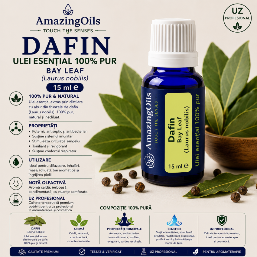 DAFIN- ulei esential 100%pur-BAY LEAF(Laurus nobilis)-15ml