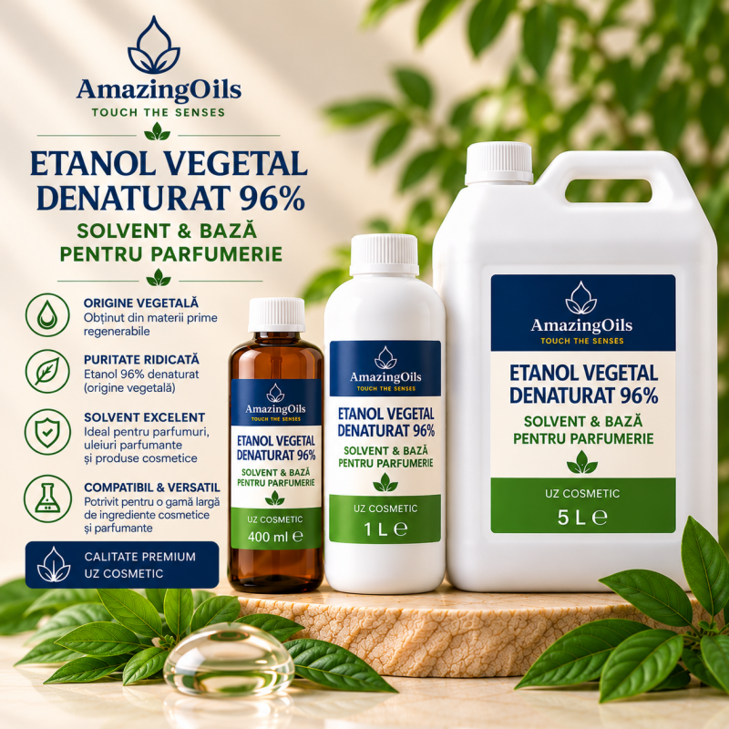 Ethanol 96% Denaturat Vegetal -Alcool Pur pentru Parfumuri și Cosmetice- 5l