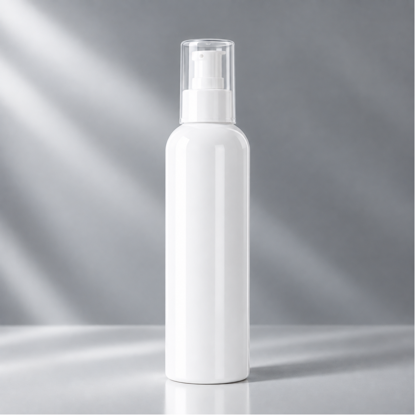 Flacon HDPE 250ml, Alb - Filet 24mm – Cu Pompită Albă
