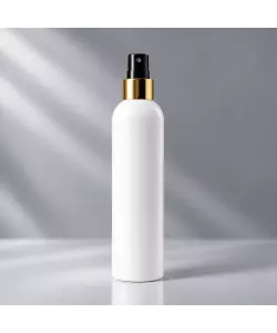 Flacon HDPE 250ml, Alb - Filet 24mm – Cu pulverizator auriu