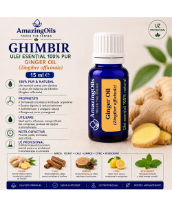  GHIMBIR - Ulei esential 100% pur -  GINGER OIL (Zingiber officinale) -15 ml 