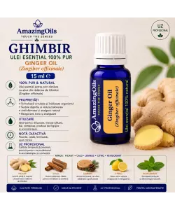  GHIMBIR - Ulei esential 100% pur -  GINGER OIL (Zingiber officinale) -15 ml 