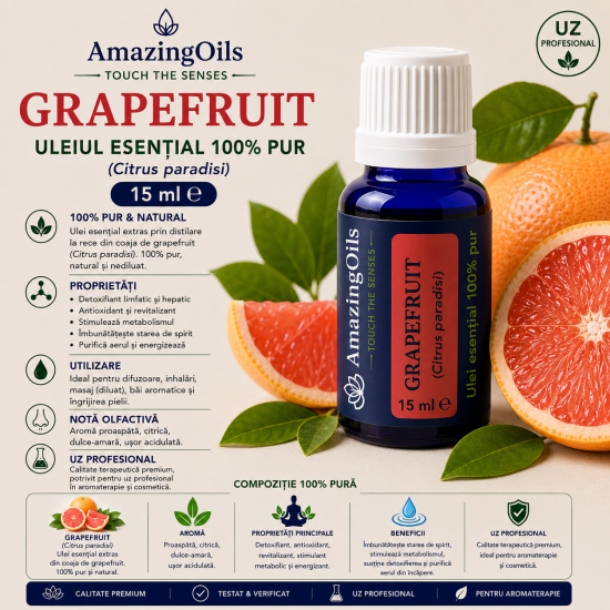 GRAPEFRUIT-Uleiul esențial 100%pur-(Citrus paradisi)-15ml