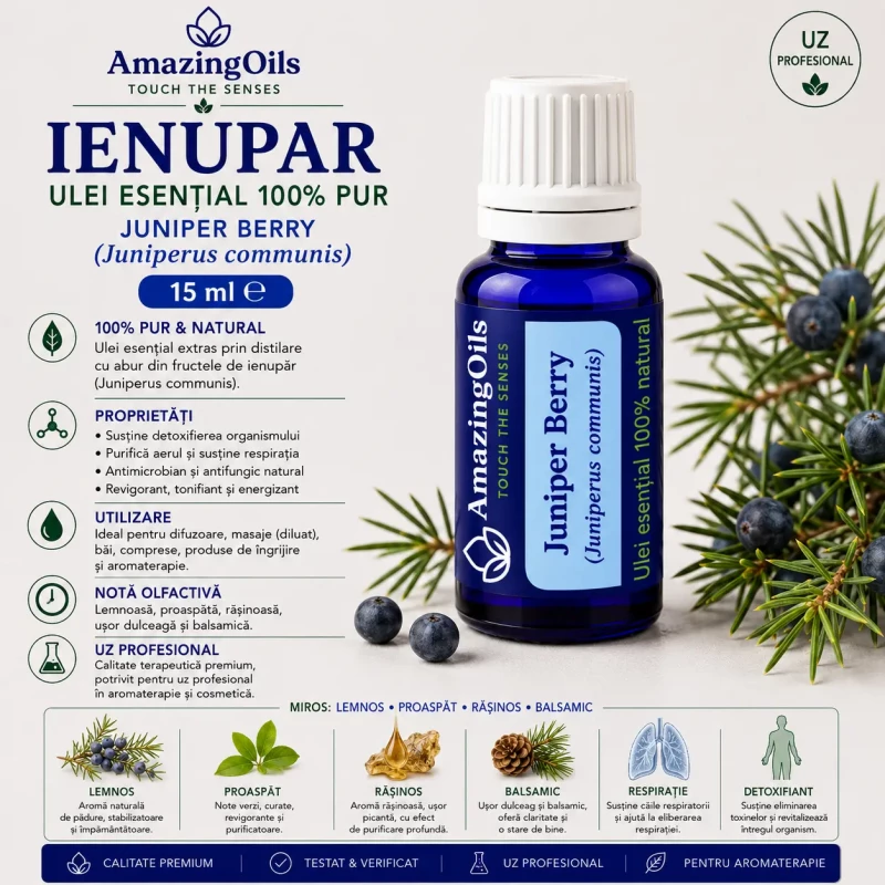  IENUPAR-Ulei  esential 100% pur  - JUNIPER BERRY (Juniperus communis) 15 ml