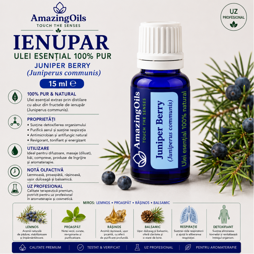  IENUPAR-Ulei  esential 100% pur  - JUNIPER BERRY (Juniperus communis) 15 ml