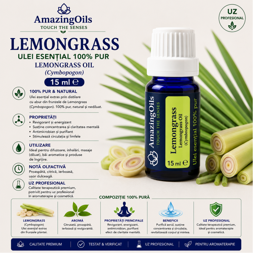  LEMONGRASS- Ulei esential 100% pur (Cymbopogon) 15ml