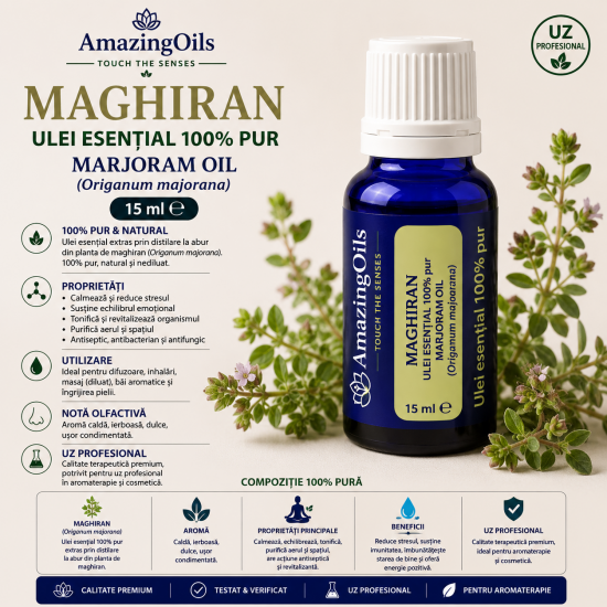MAGHIRAN-Ulei esential 100% pur-MARJORAM oil(Origanum majorana) -15ml