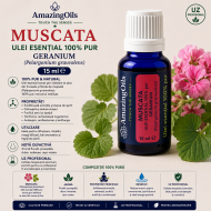 MUSCATA -Ulei esential 100% pur - GERANIUM  (Pelargonium graveolens )15ml