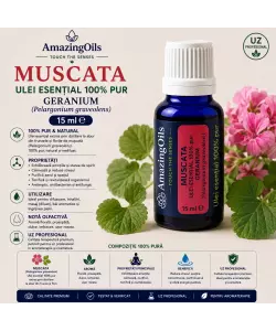 MUSCATA -Ulei esential 100% pur - GERANIUM  (Pelargonium graveolens )15ml