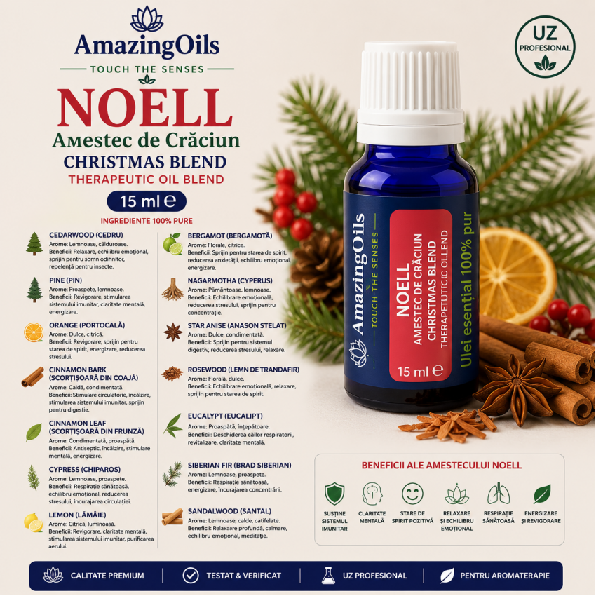 NOELL-amestec de Craciun-CHRISTMAS BLEND-therapeutic oil blend-15ml