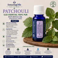 PATCHOULI  -Ulei esential 100% pur -  PATCHOULI OIL (Pogostemon cablin) 15 ml