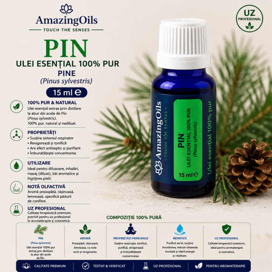 PIN -Ulei esential 100% pur - PINE (Pinus sylvestris) 15 ml