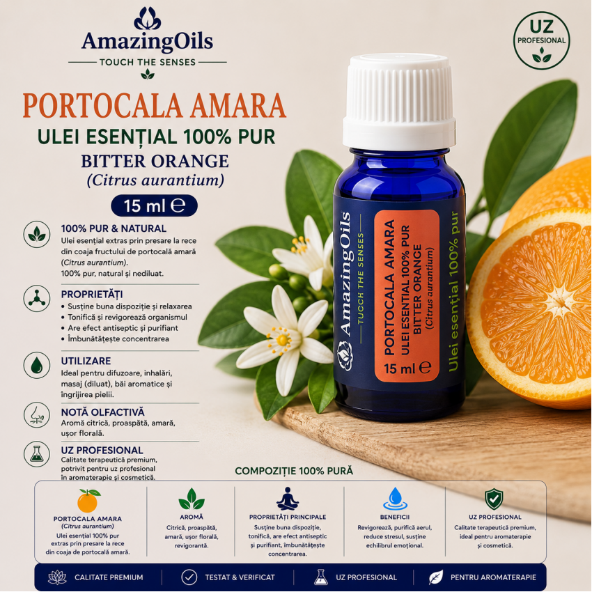PORTOCALA AMARA-ulei esential 100%pur-BITTER ORANGE(Citrus aurantium)-15ml