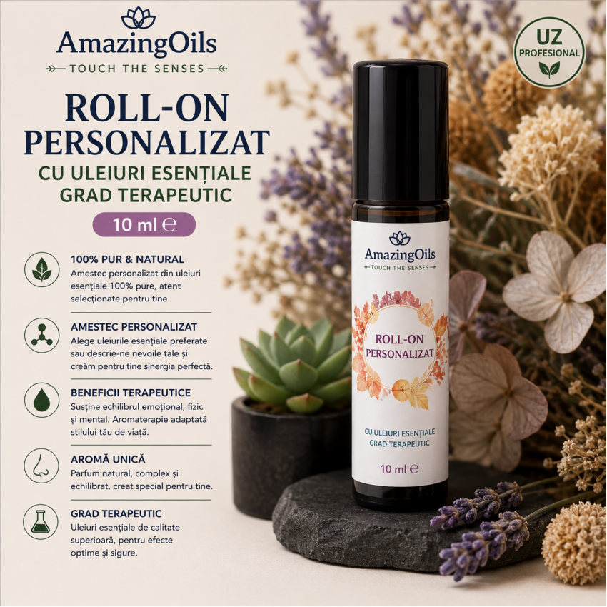 ROLL-ON personalizat  cu uleiuri esentiale grad terapeutic-10 ml
