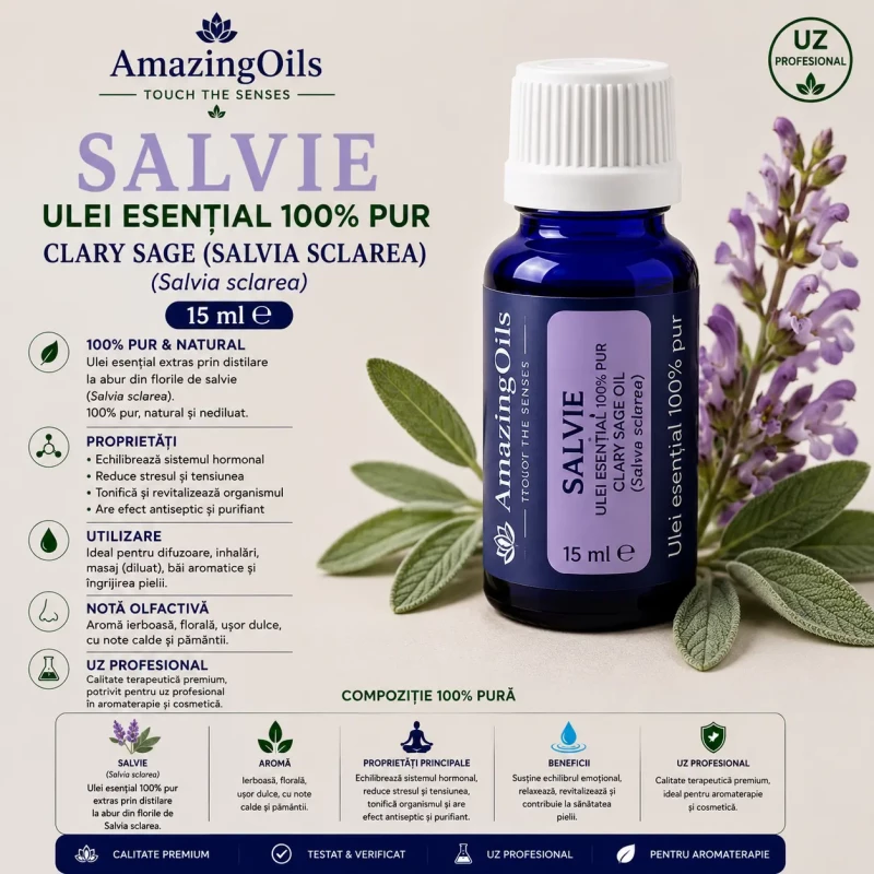 SALVIE- Ulei esential 100% pur-CLARY SAGE (Salvia sclarea)-15ml