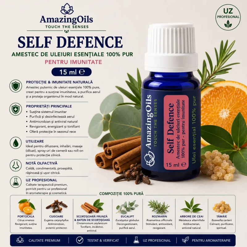  SELF DEFENCE-Amestec de uleiuri esentiale 100% pur- pentru imunitate-15 ml 