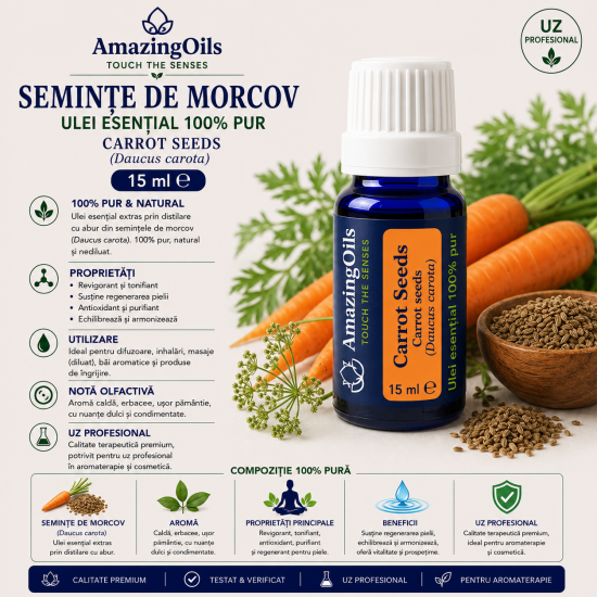  SEMINTE DE MORCOV -Ulei esential 100% pur - CARROT seeds (Daucus carota)-15 ml