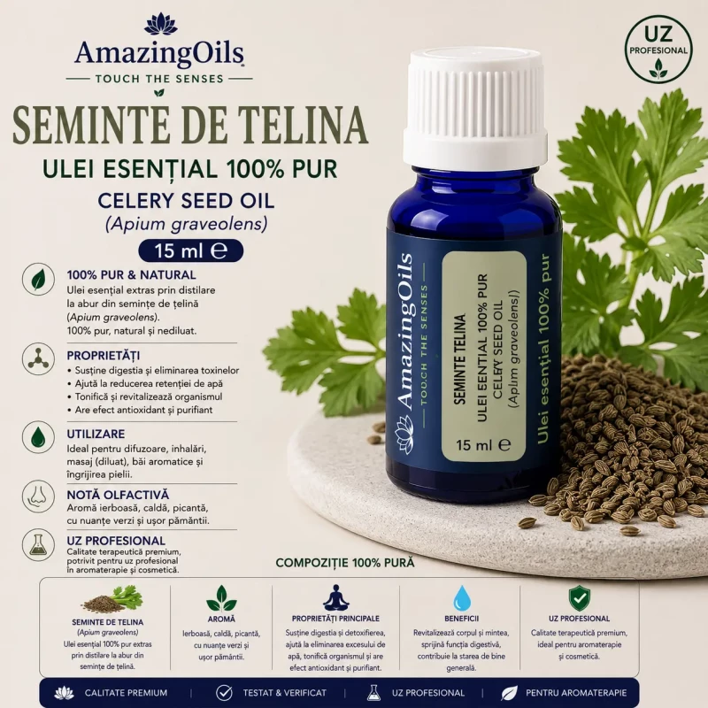 SEMINTE DE TELINA ulei esential 100% pur -Celery seed oil (Apium graveolens) -15 ml