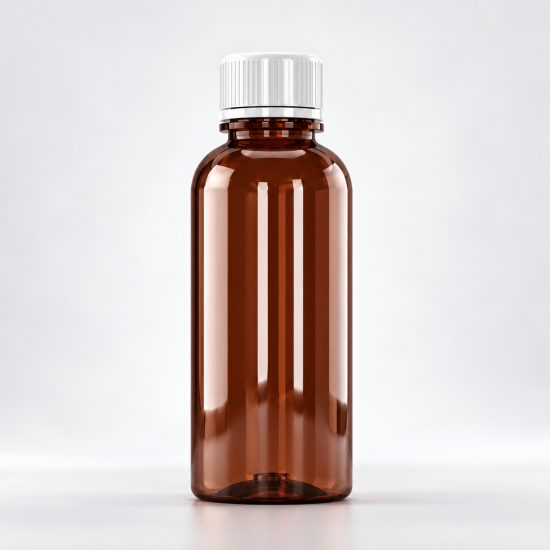 Flacon PET 200 ml,  filet 28 mm – PCO 1810, cu capac alb