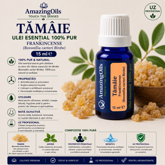  TAMAIE -Ulei esential 100% pur -  FRANKINCENSE (Boswellia Carteri Birdw) -15ml
