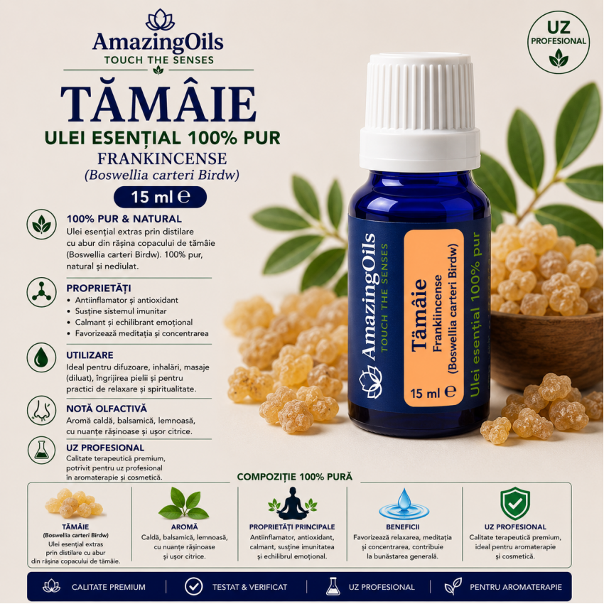  TAMAIE -Ulei esential 100% pur -  FRANKINCENSE (Boswellia Carteri Birdw) -15ml