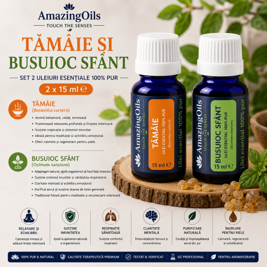 TAMAIE SI BUSUIOC  SFANT-Set 2 uleiuri esentiale 100% pur- 2x15 ml 