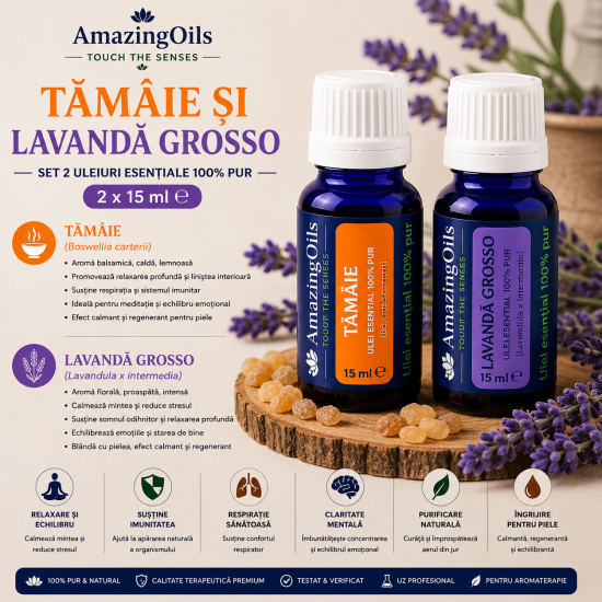 TAMAIE SI LAVANDA GROSSO-Set 2 uleiuri esentiale 100% pur-2x15 ml 