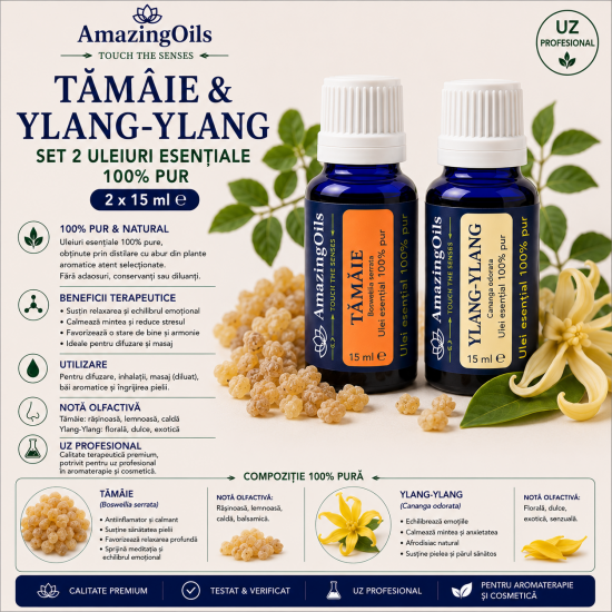  TAMAIE SI YLANG-YLANG-Set 2 uleiuri esentiale 100% pur-2x15 ml
