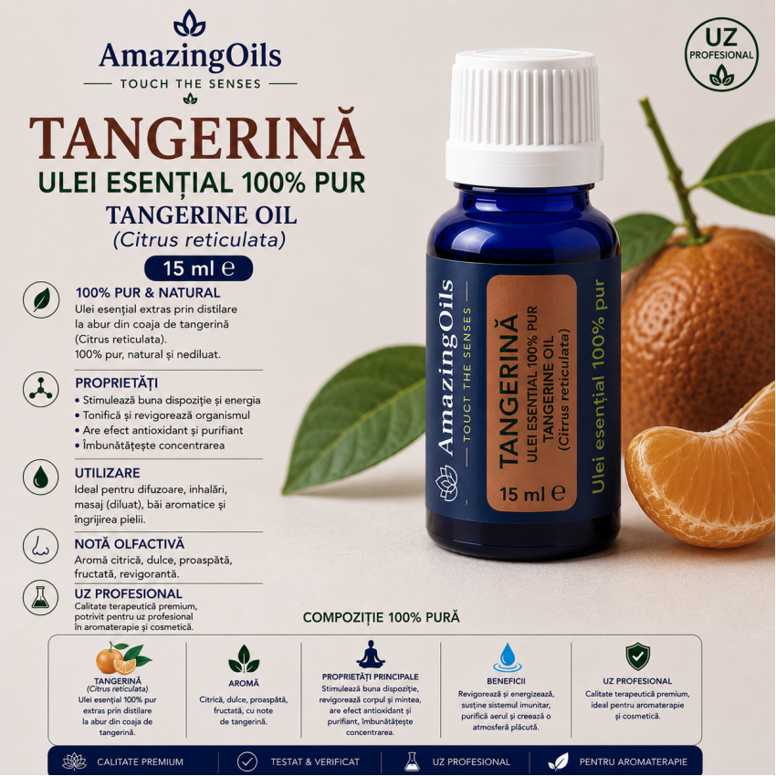 TANGERINĂ -ulei esential 100%pur-TANGERNE OIL(Citrus reticulata) 15ml