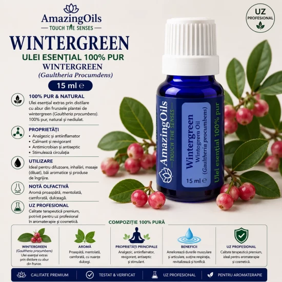  WINTERGREEN  -Ulei esential 100% pur - (Gaultheria Procumdens ) 15ml
