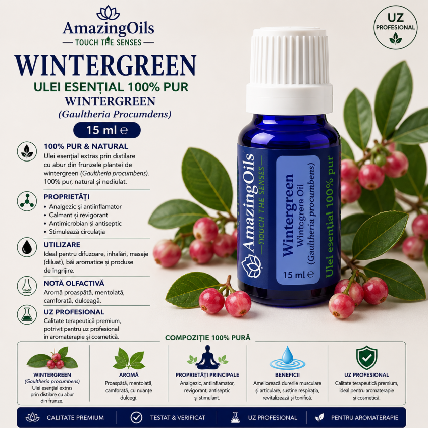  WINTERGREEN  -Ulei esential 100% pur - (Gaultheria Procumdens ) 15ml