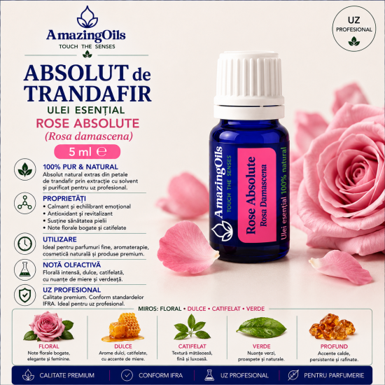  ABSOLUT de TRANDAFIR-Ulei  esential - ROSE ABSOLUTE ( Rosa damascena) 5ml