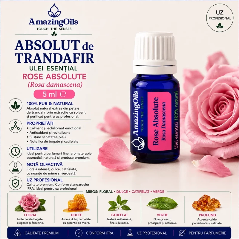  ABSOLUT de TRANDAFIR-Ulei  esential - ROSE ABSOLUTE ( Rosa damascena) 5ml