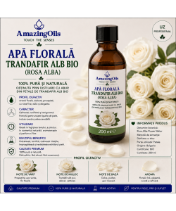 Apă Florală Trandafir Alb Bio (Rosa Alba) – 200ml
