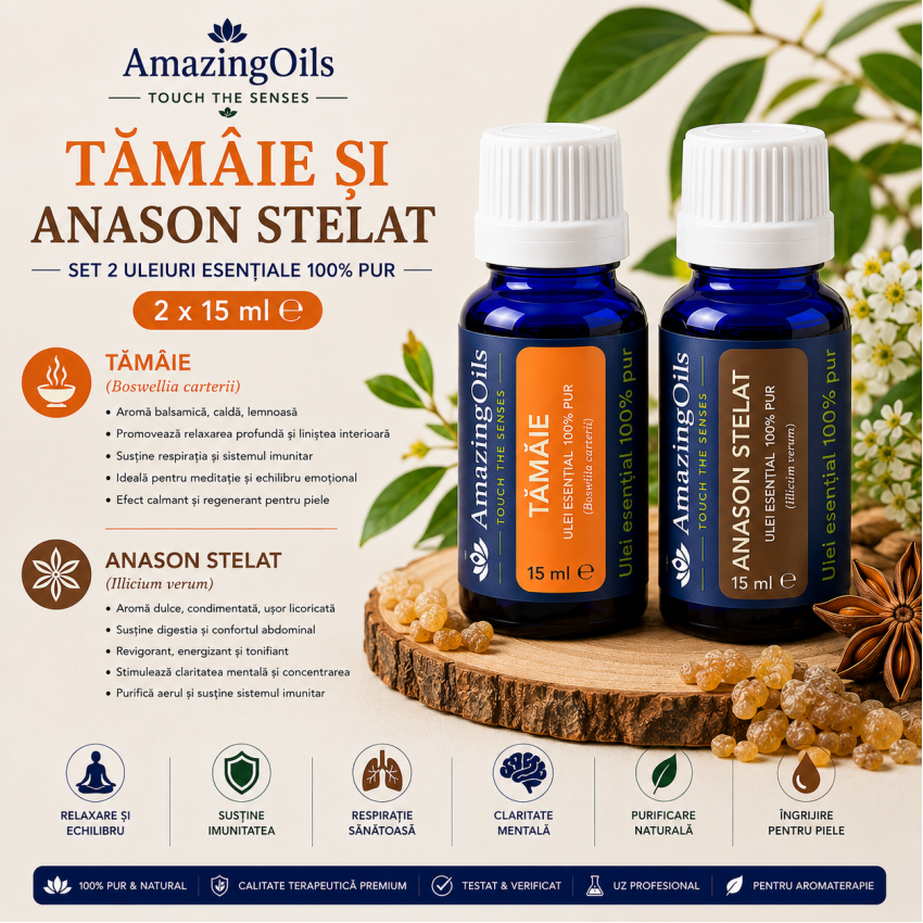 TAMAIE SI ANASON STELAT-Set 2 uleiuri esentiale 100%pur-2x15 ml 