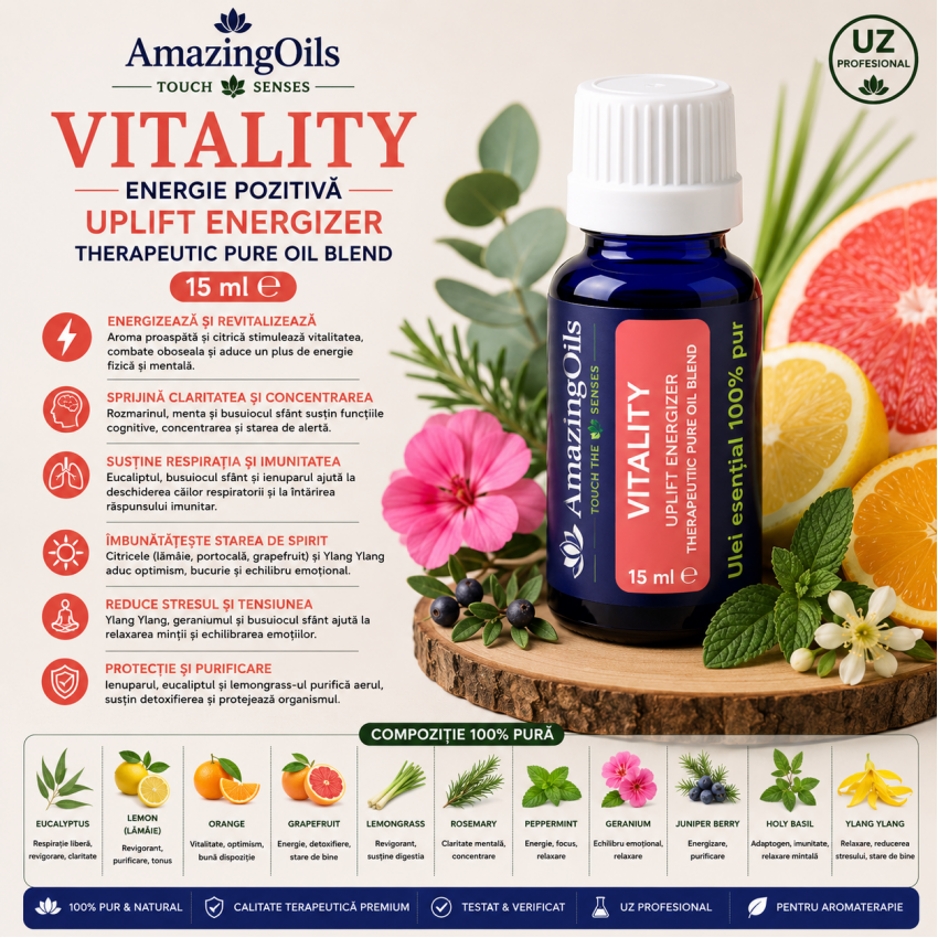 VITALITY-energie pozitiva-UPLIFT ENERGIZER-therapeutic pure oil blend-15ml