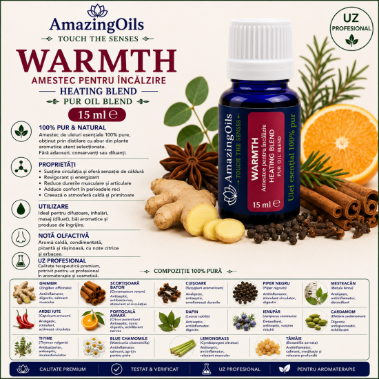 WARMTH-amestec pentru incalzire-HEATING BLEND- pur oil blend-15ml